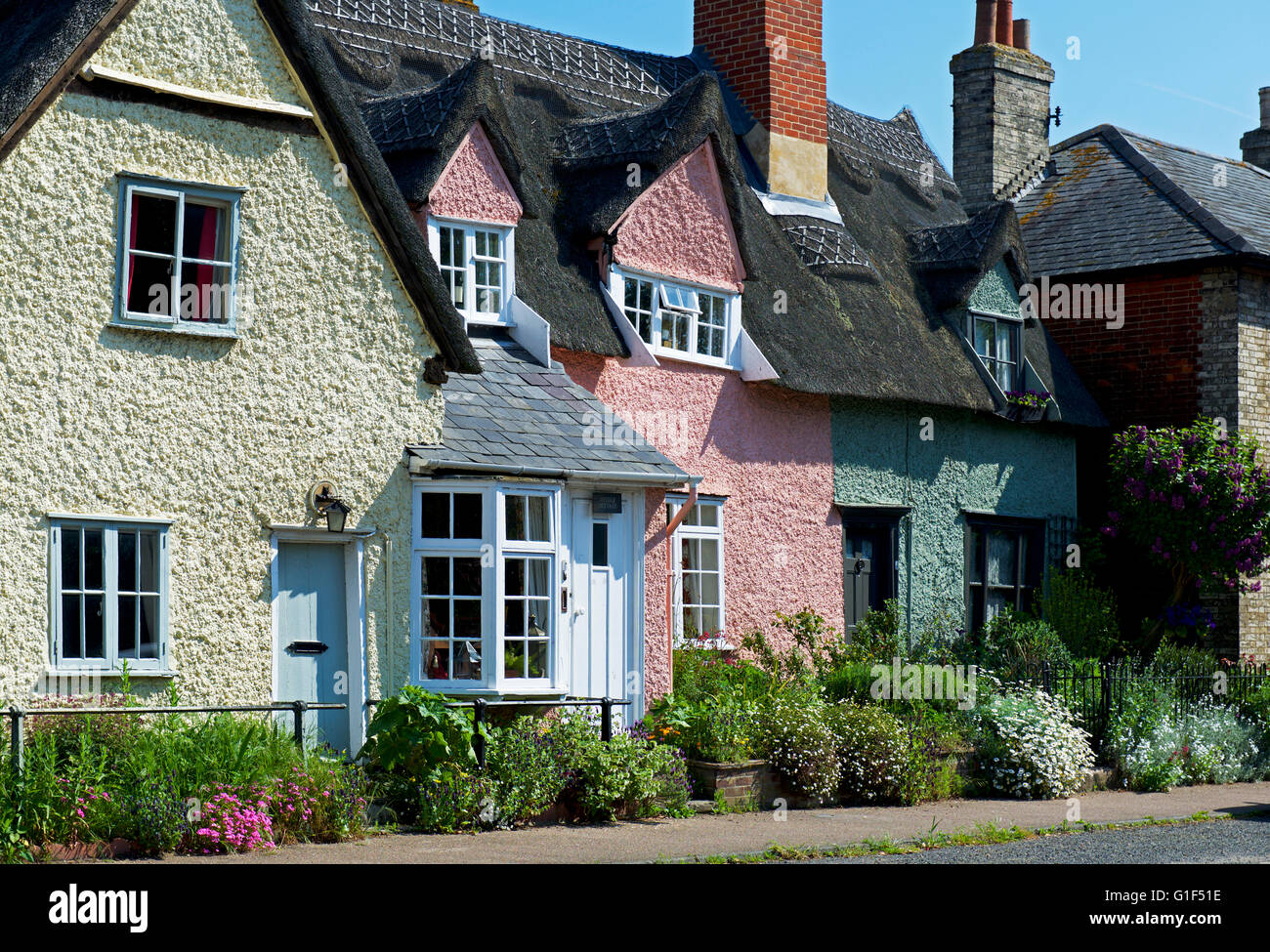 Cottages in the village of Cavendish, Suffolk, England UK Stock Photo