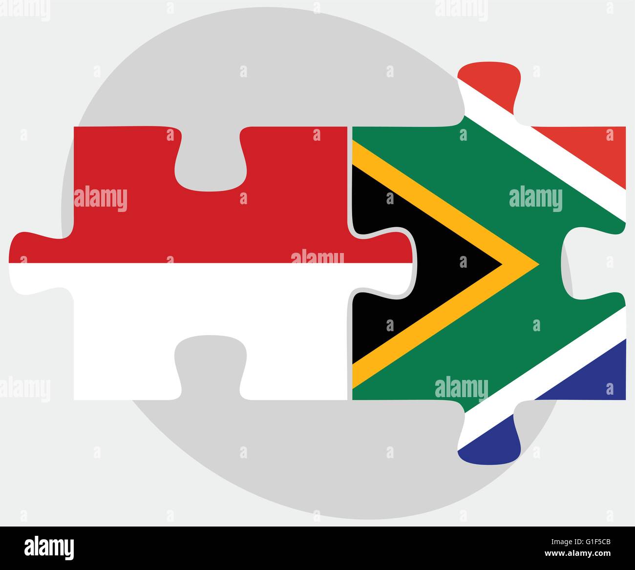 Vector Image - Indonesia and South Africa Flags in puzzle isolated on ...