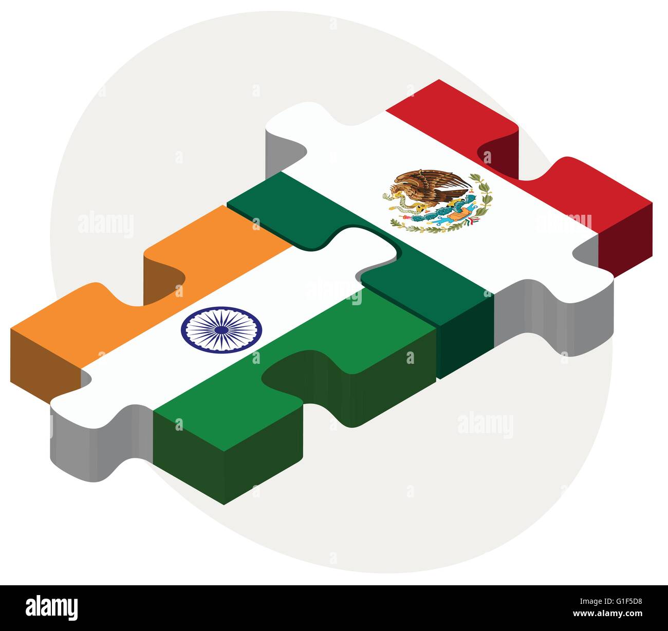 Vector Image - India and Mexico Flags in puzzle isolated on white ...