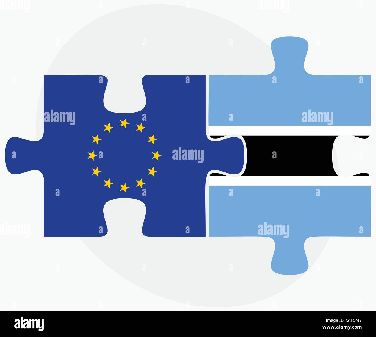 Vector Image European Union and Botswana Flags in puzzle isolated on