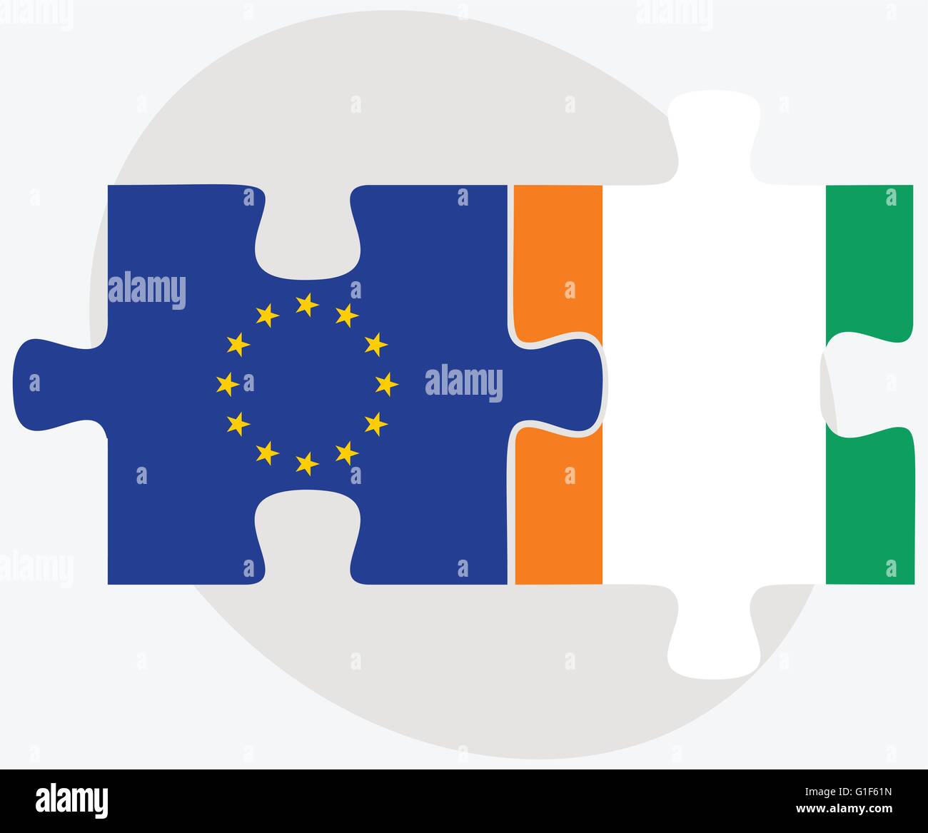 European Union and Cote Divoire Flags in puzzle isolated on white ...