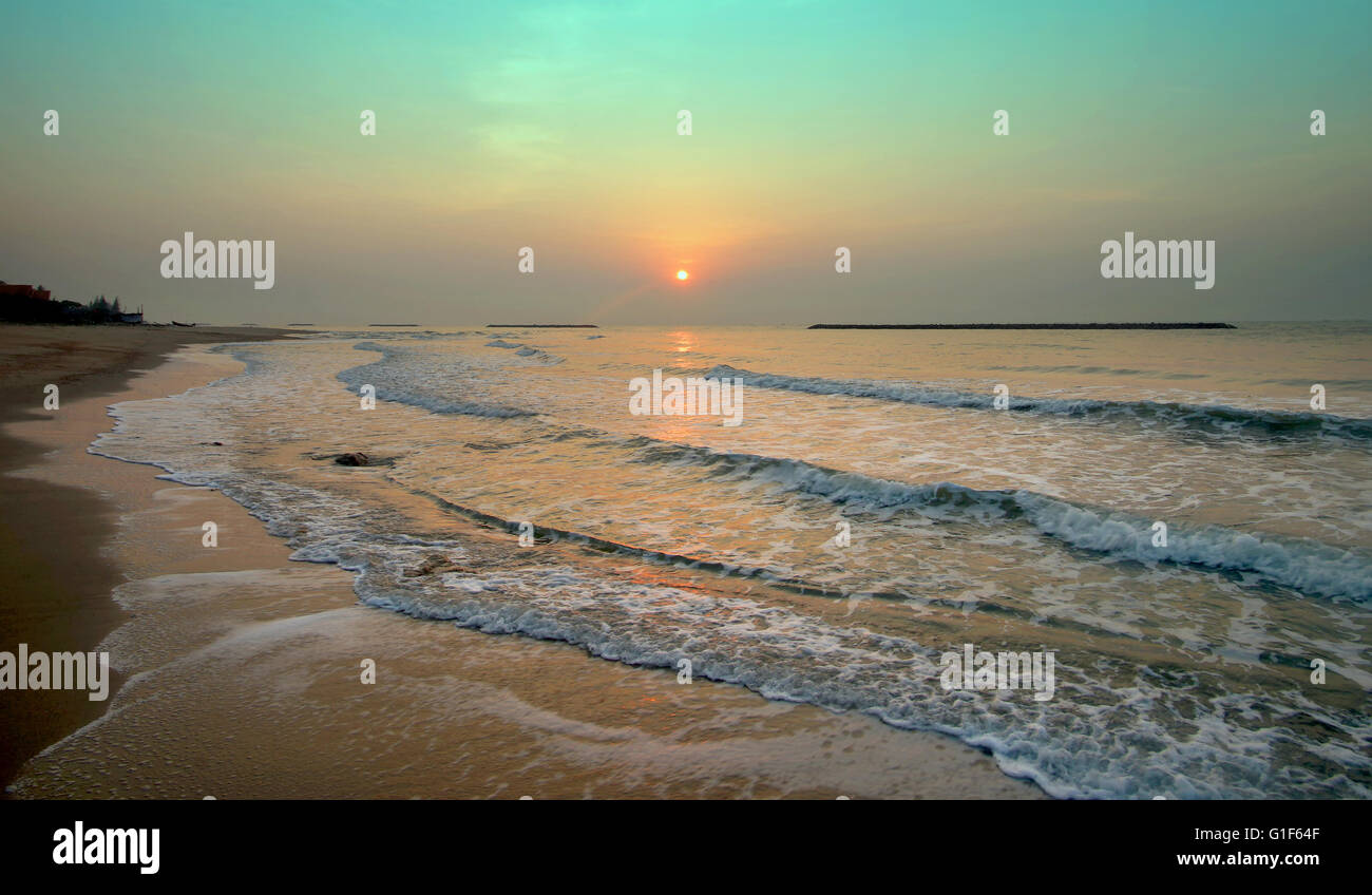 beautiful sunrise over the sea as nature background Stock Photo - Alamy