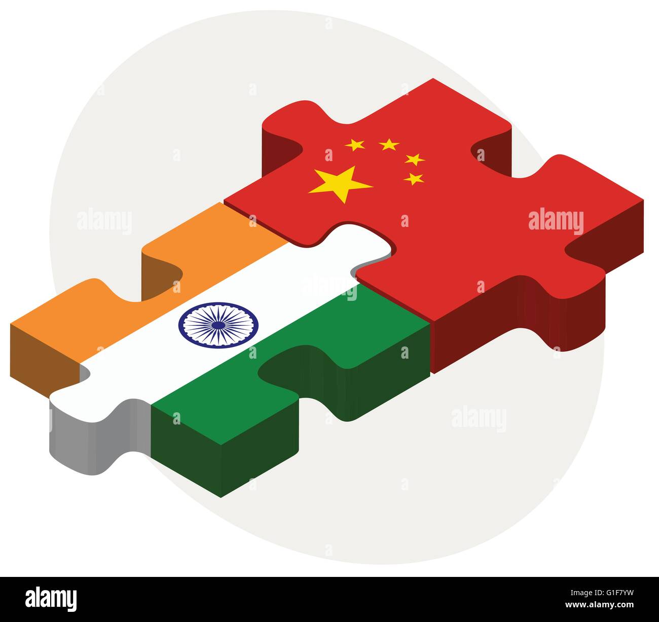 Vector Image - India and China Flags in puzzle isolated on white background Stock Vector