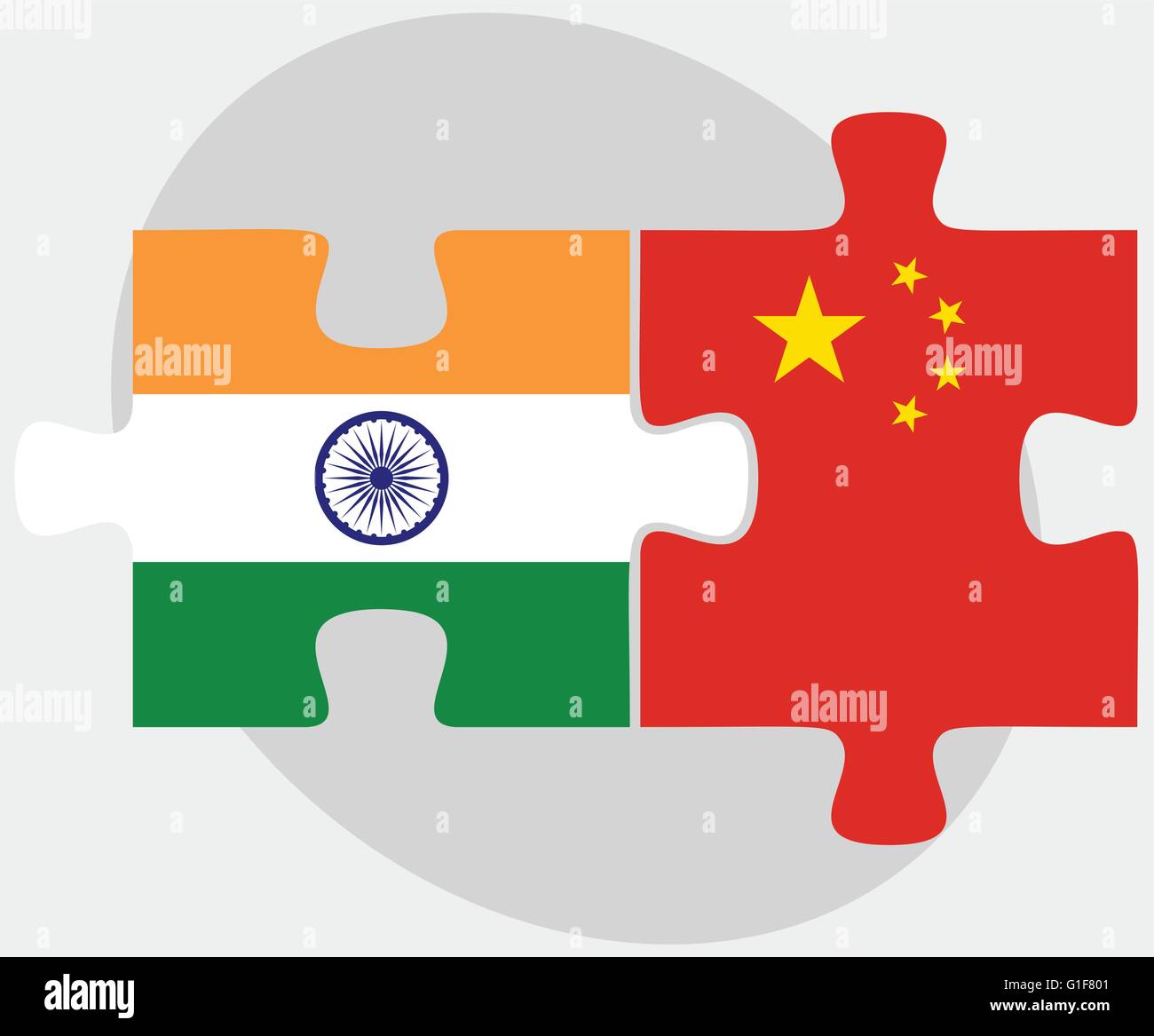 Vector Image - India and China Flags in puzzle isolated on white ...