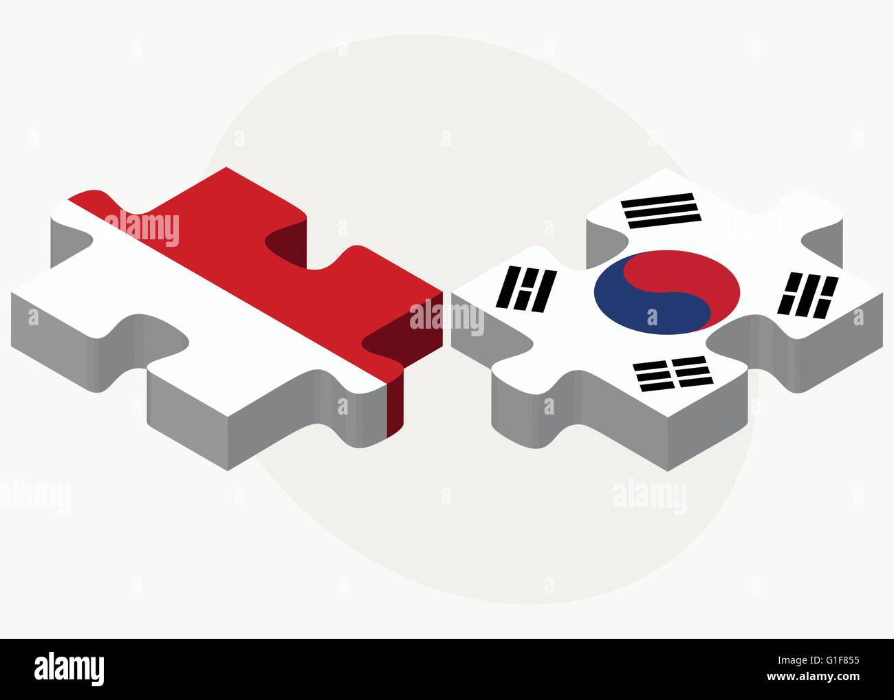 Vector Image - Indonesia and South Korea Flags in puzzle isolated on