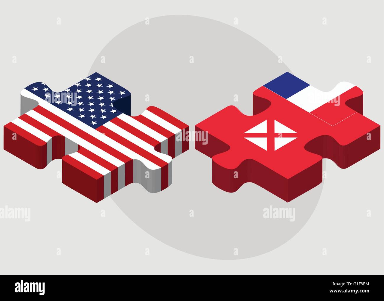 Vector Image - USA and Wallis and Futuna Flags in puzzle isolated on white background Stock Vector