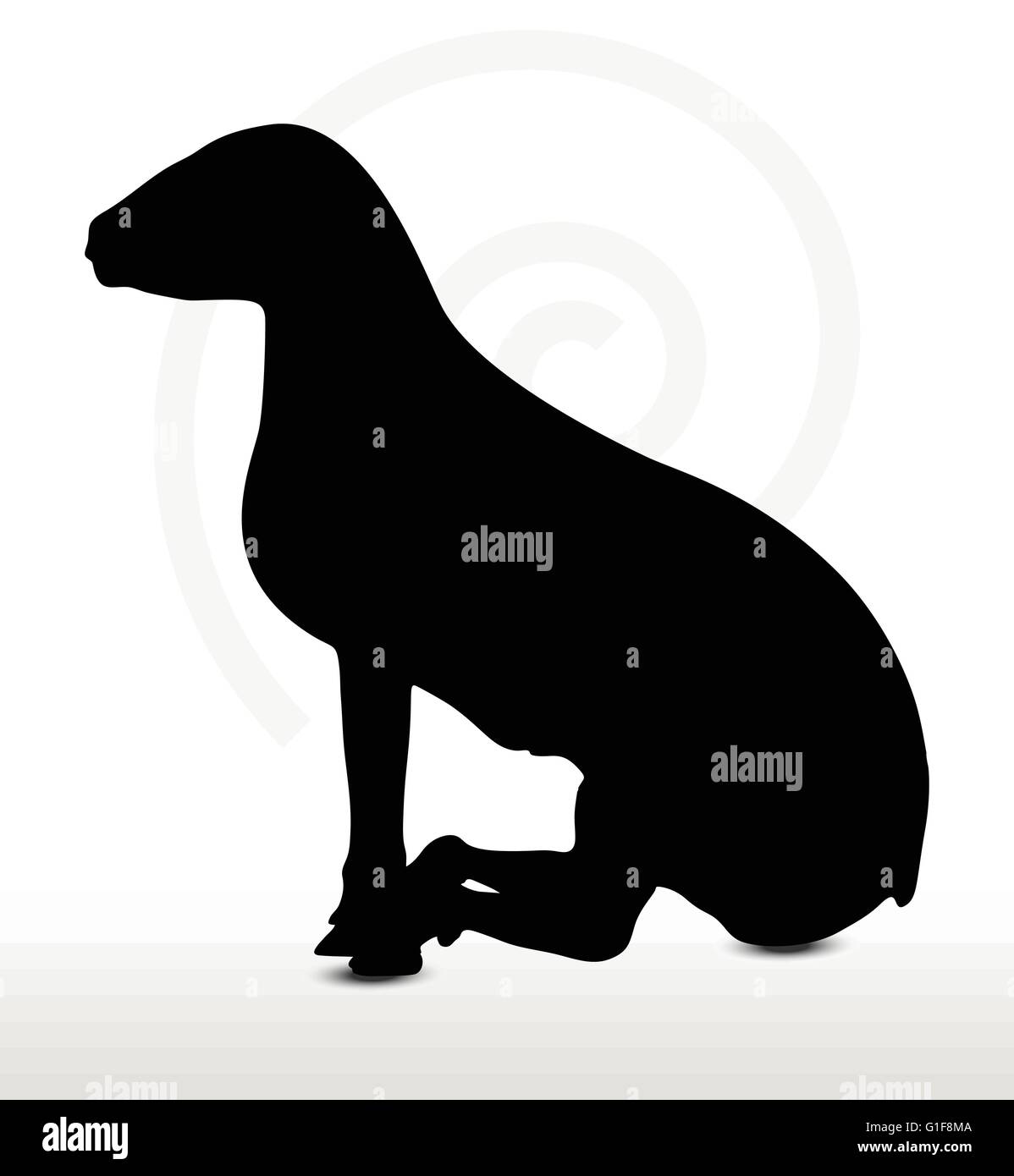 Vector Image - sheep silhouette with sitting pose isolated on white background Stock Vector