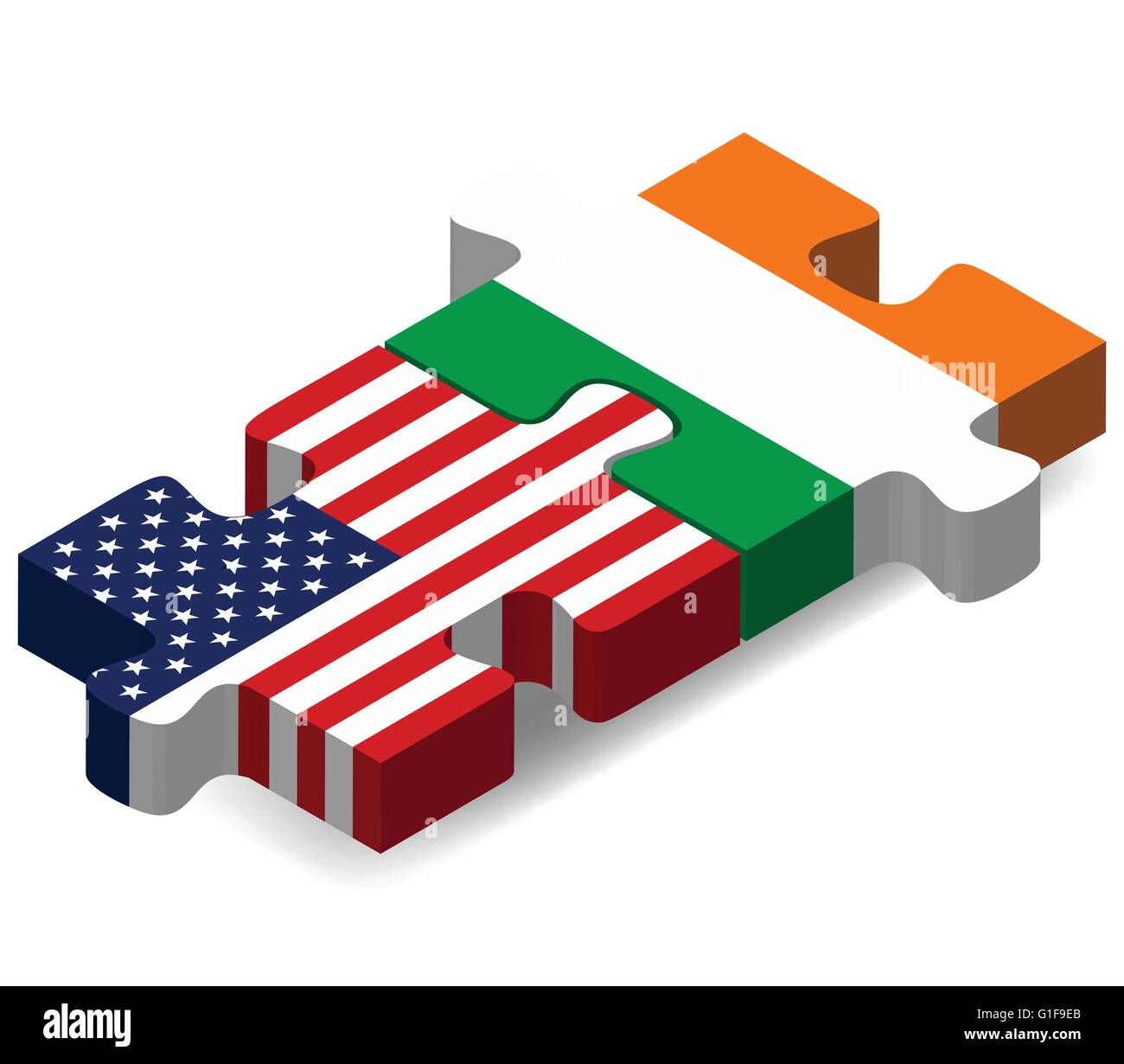 Vector Image - USA and Ireland Flags in puzzle  isolated on white background Stock Vector