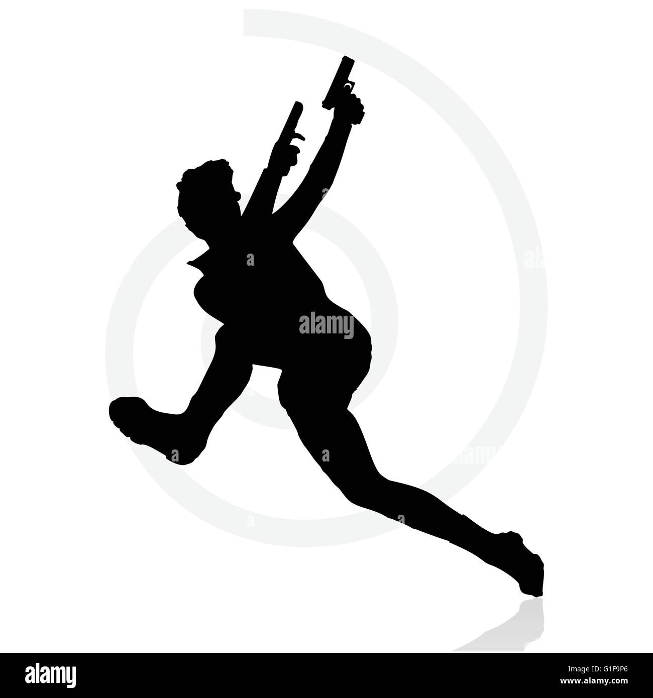 Vector Image - man with a gun pointing silhouette isolated on white ...