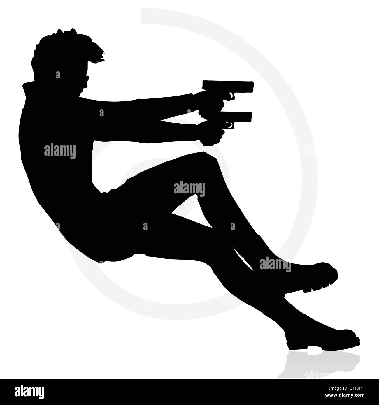 Vector Image - man with a gun pointing silhouette isolated on white ...