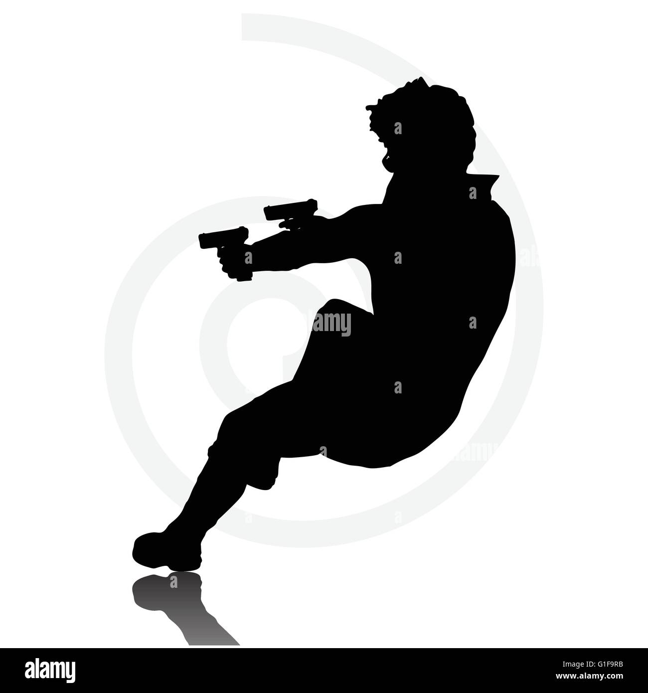 Vector Image - man with a gun pointing silhouette isolated on white ...