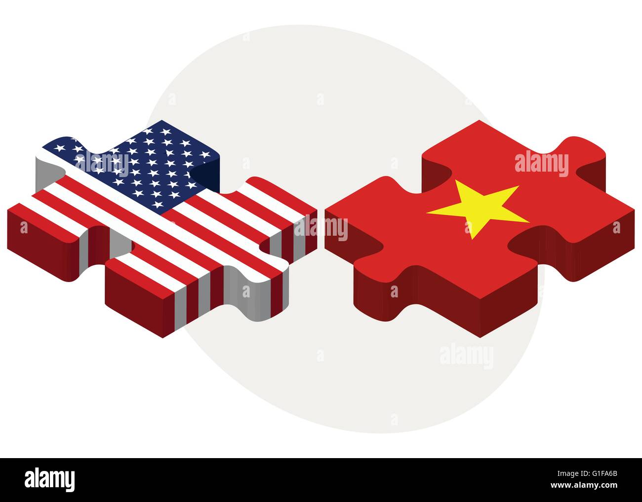 Vector Image - USA and Vietnam Flags in puzzle  isolated on white background Stock Vector