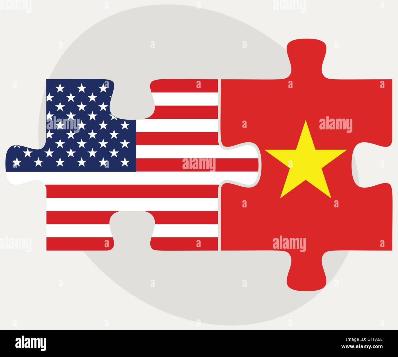 Vector Image - USA and Vietnam Flags in puzzle  isolated on white background Stock Vector