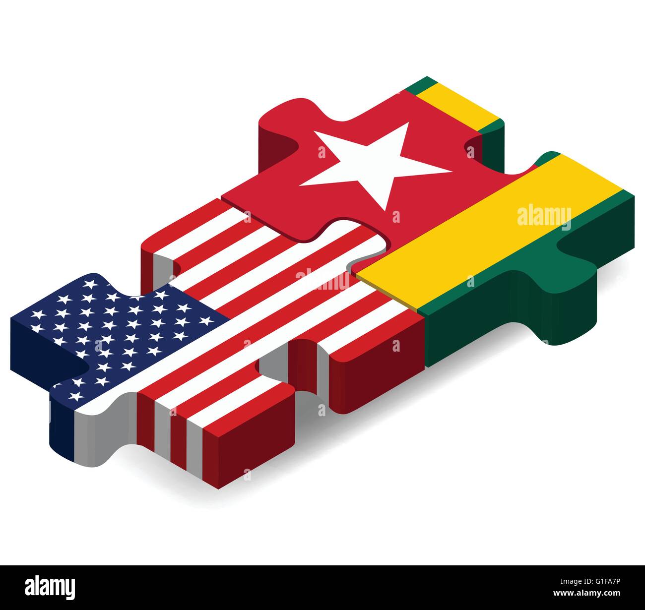 USA and Togo Flags in puzzle isolated on white background Stock Vector ...