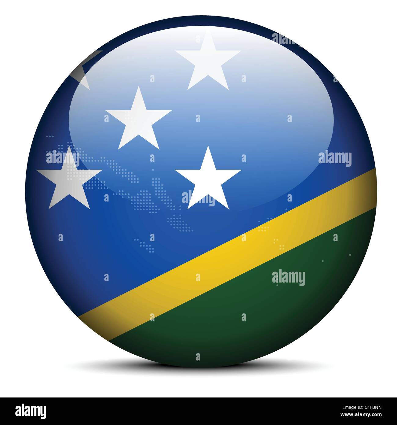 Vector Image - Map with Dot Pattern on flag button of Solomon Islands ...