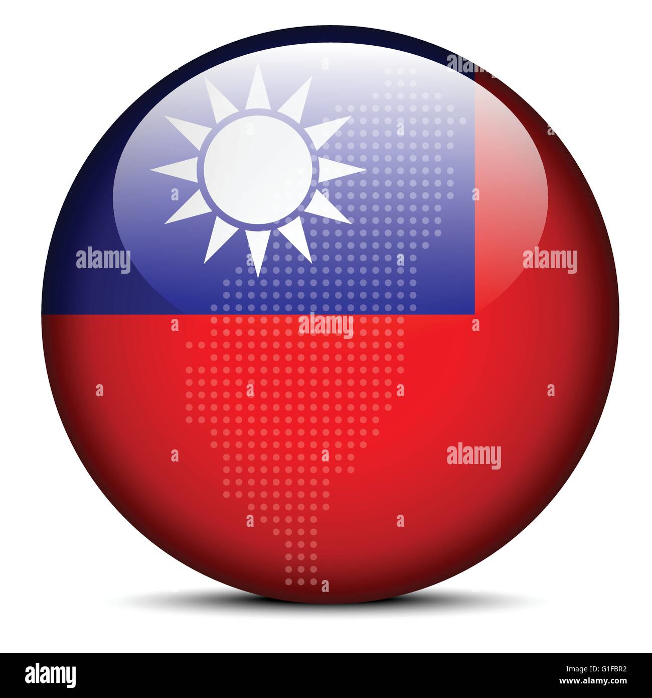 Vector Image - Map with Dot Pattern on flag button of Republic of China ...