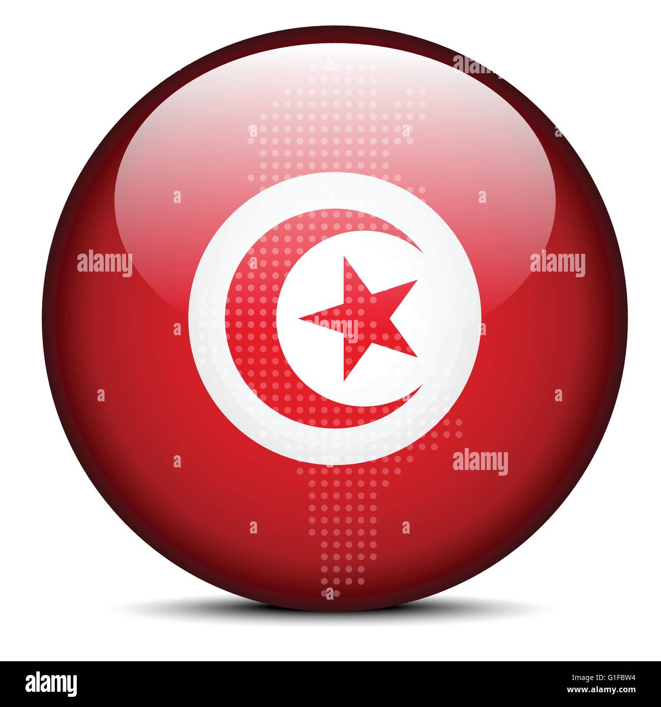 Vector Image - Map with Dot Pattern on flag button of Tunisian Republic ...