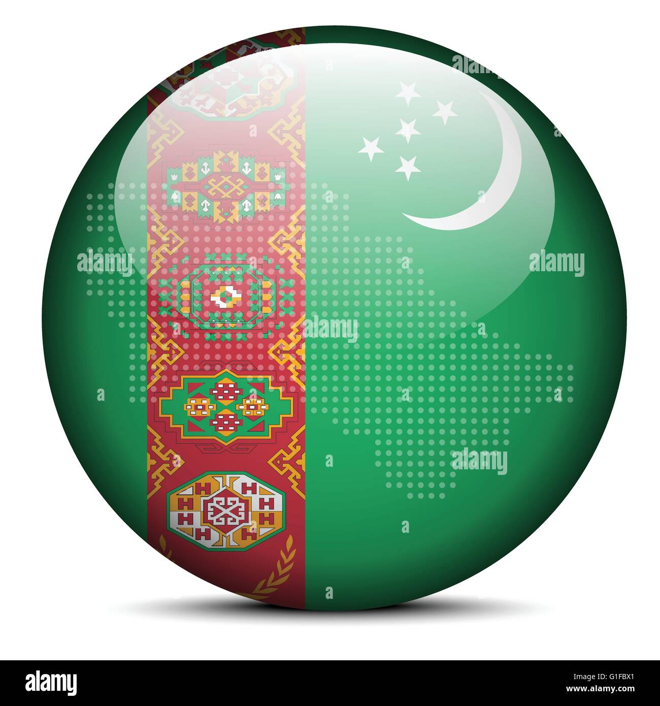 Vector Image - Map with Dot Pattern on flag button of Turkmenistan ...
