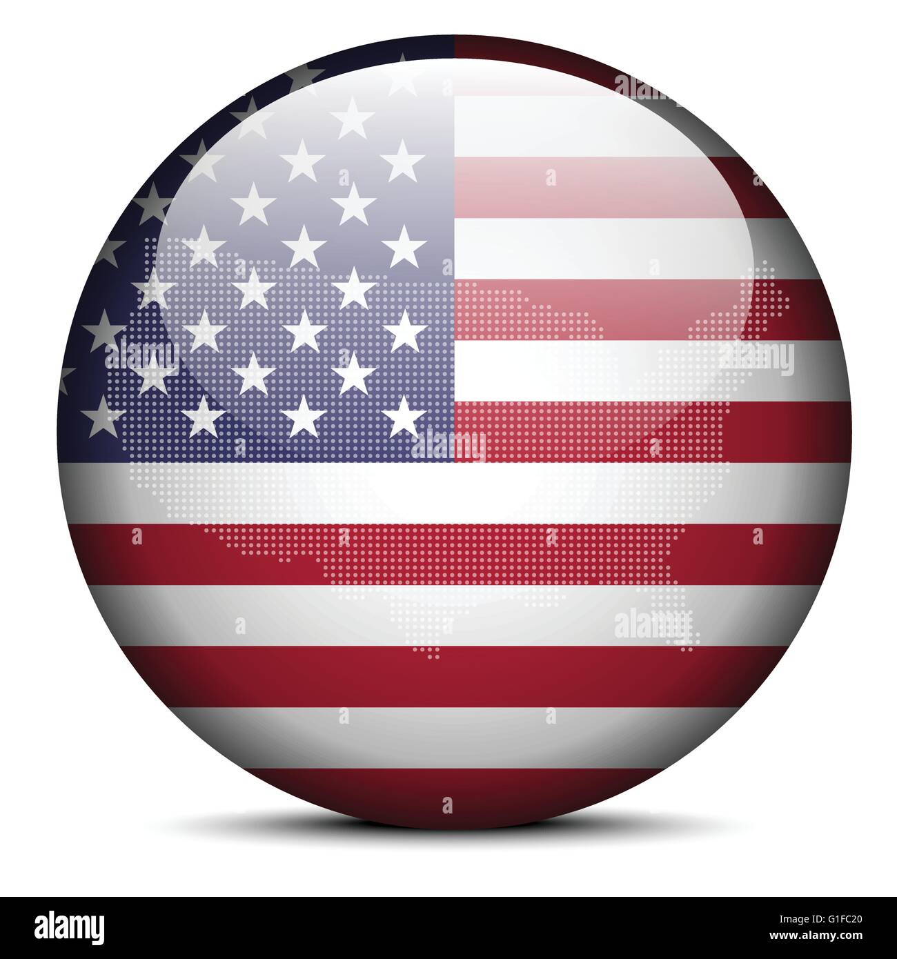 Vector Image - Map with Dot Pattern on flag button of United States of ...