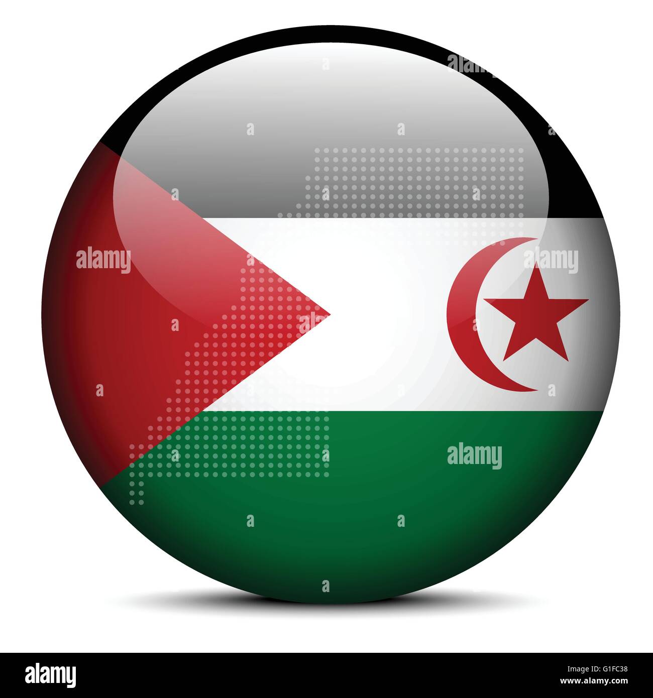 Vector Image - Map with Dot Pattern on flag button of Western Sahara ...