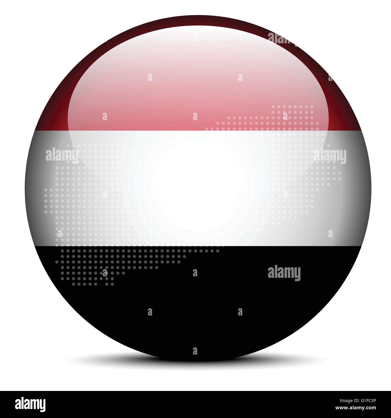Vector Image - Map with Dot Pattern on flag button of Republic of Yemen ...