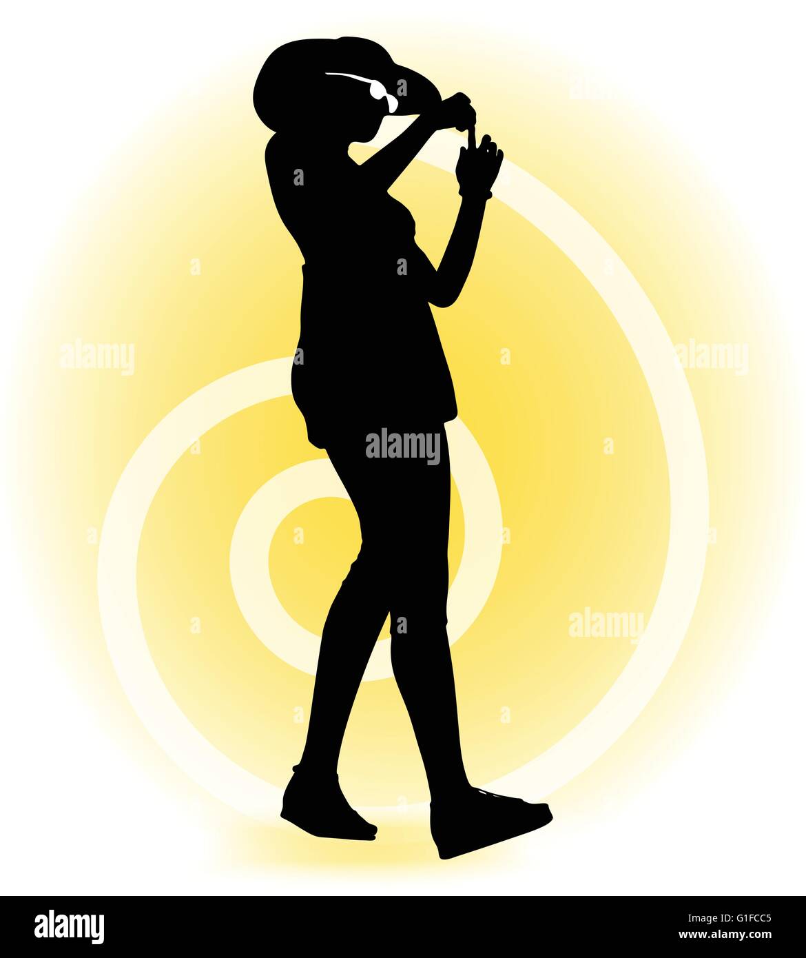 Vector Image -  Tourist woman silhouette with handbag and sunglasses Stock Vector