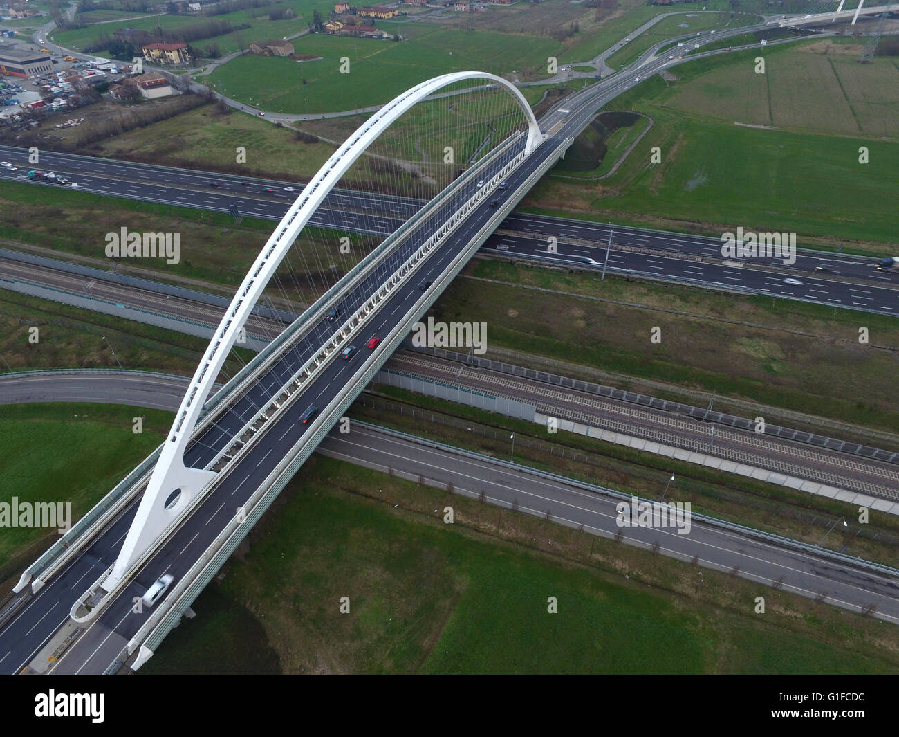 Santiago Calatrava bridge in Reggio Emilia in northern Italy Stock Photo
