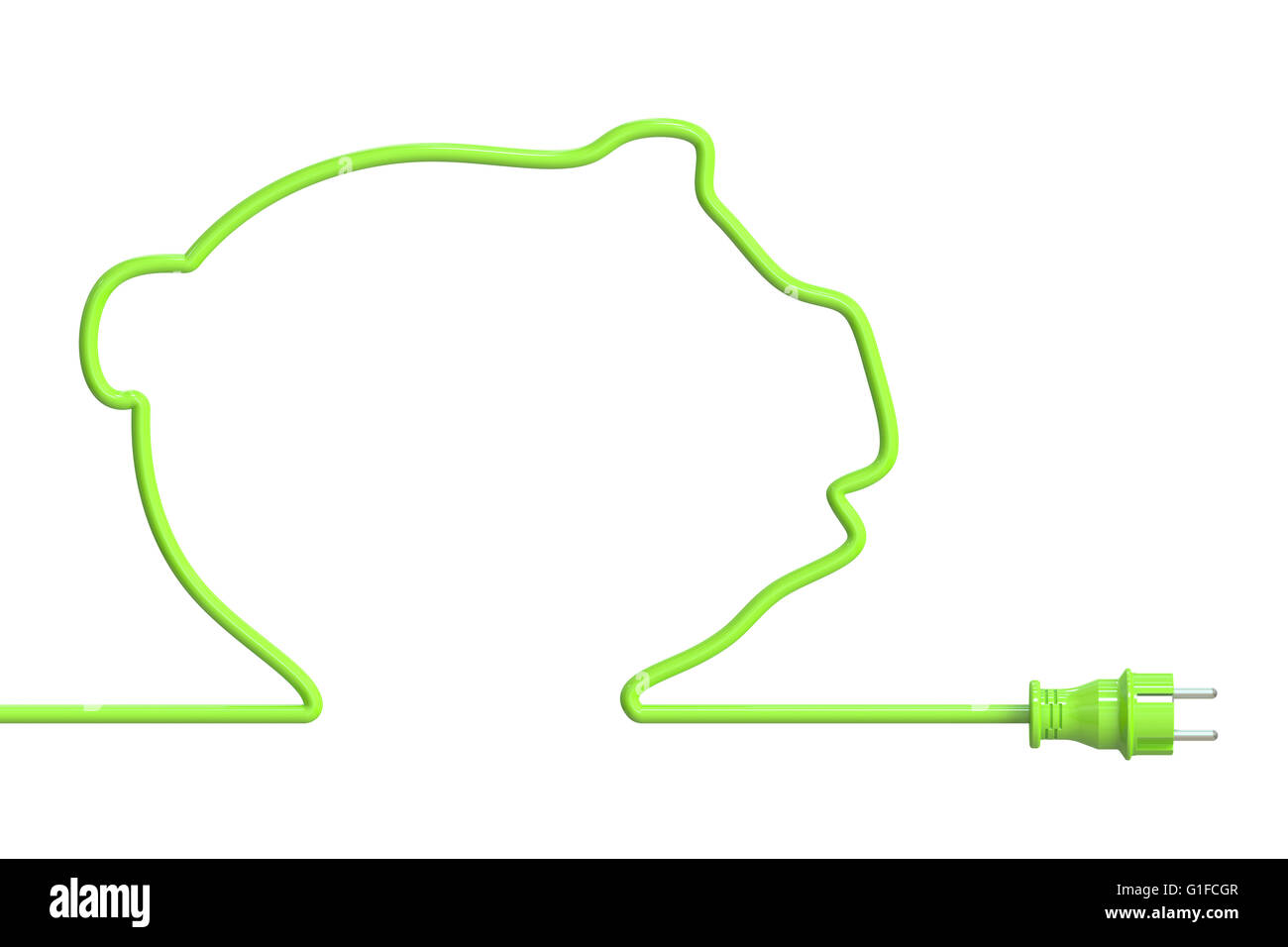 Green power plug - piggy bank, 3D rendering Stock Photo - Alamy