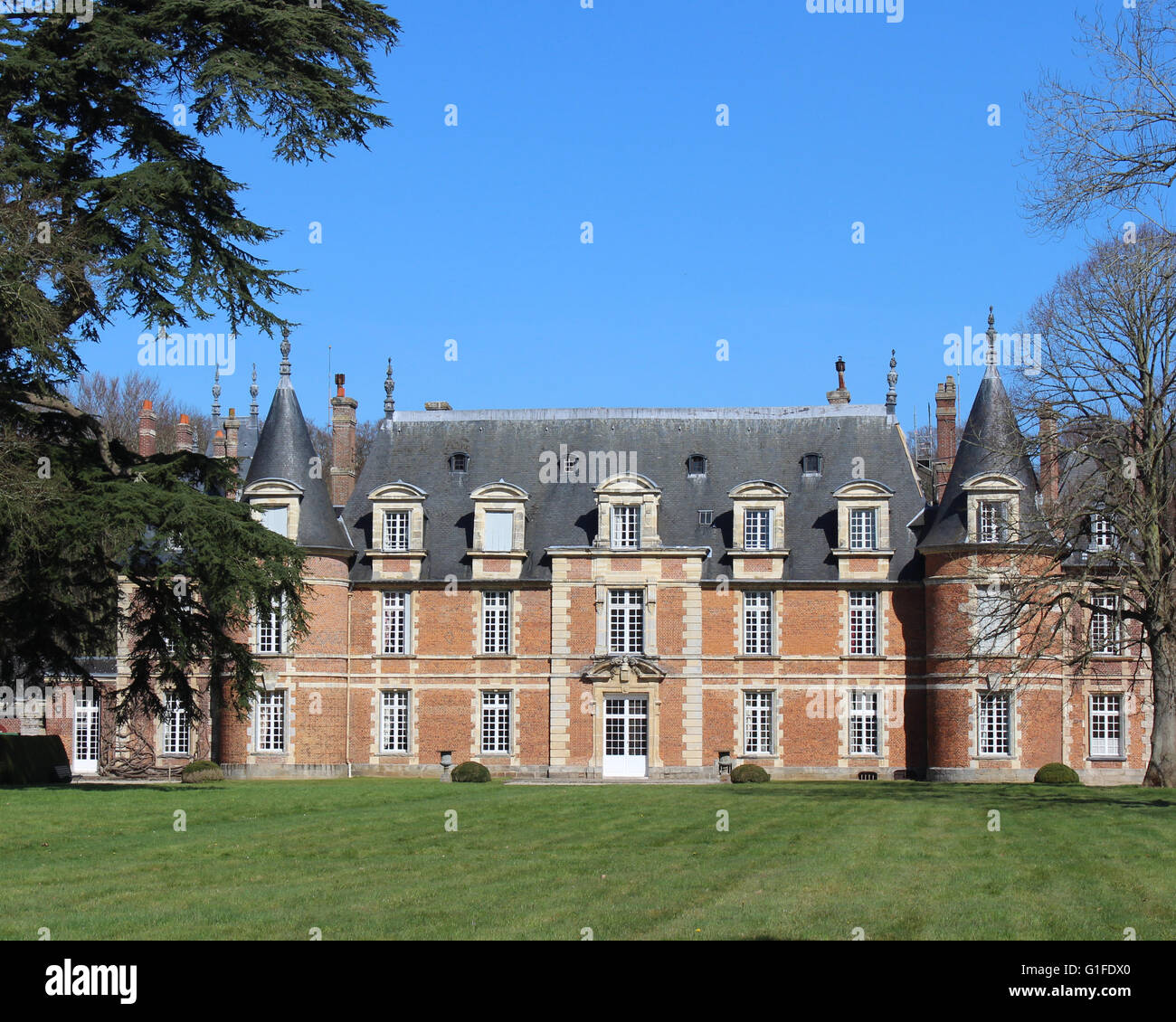 DIEPPE, FRANCE, APRIL 1 2016 Exterior view Chateau de Miromesnil, a