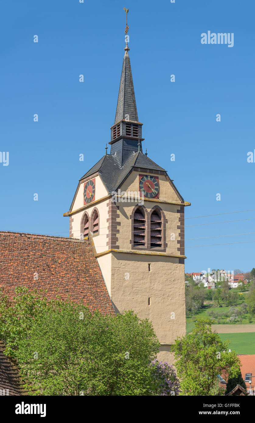 the Johanneskirche at a village in Hohenlohe named Baechlingen Stock Photo