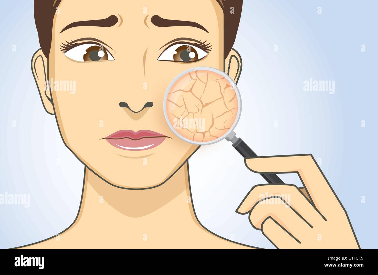 Zoom in facial to looking dry skin Stock Vector