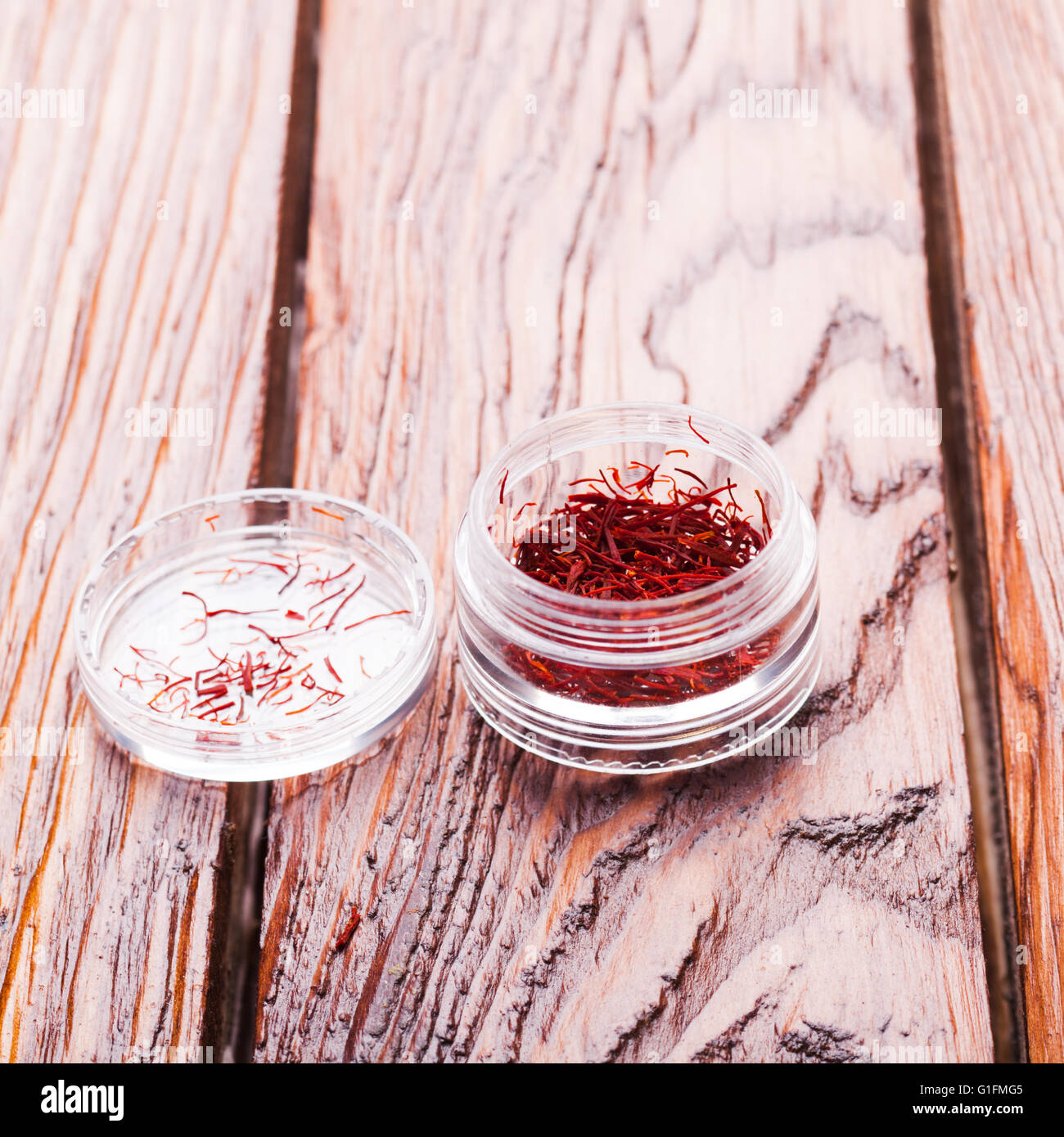 Saffron spice in a box Stock Photo Alamy