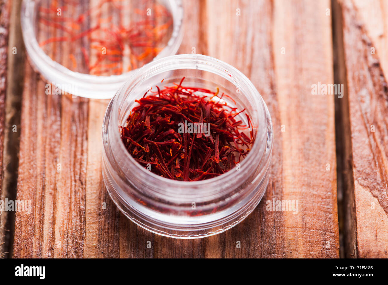Saffron spice in a box Stock Photo Alamy