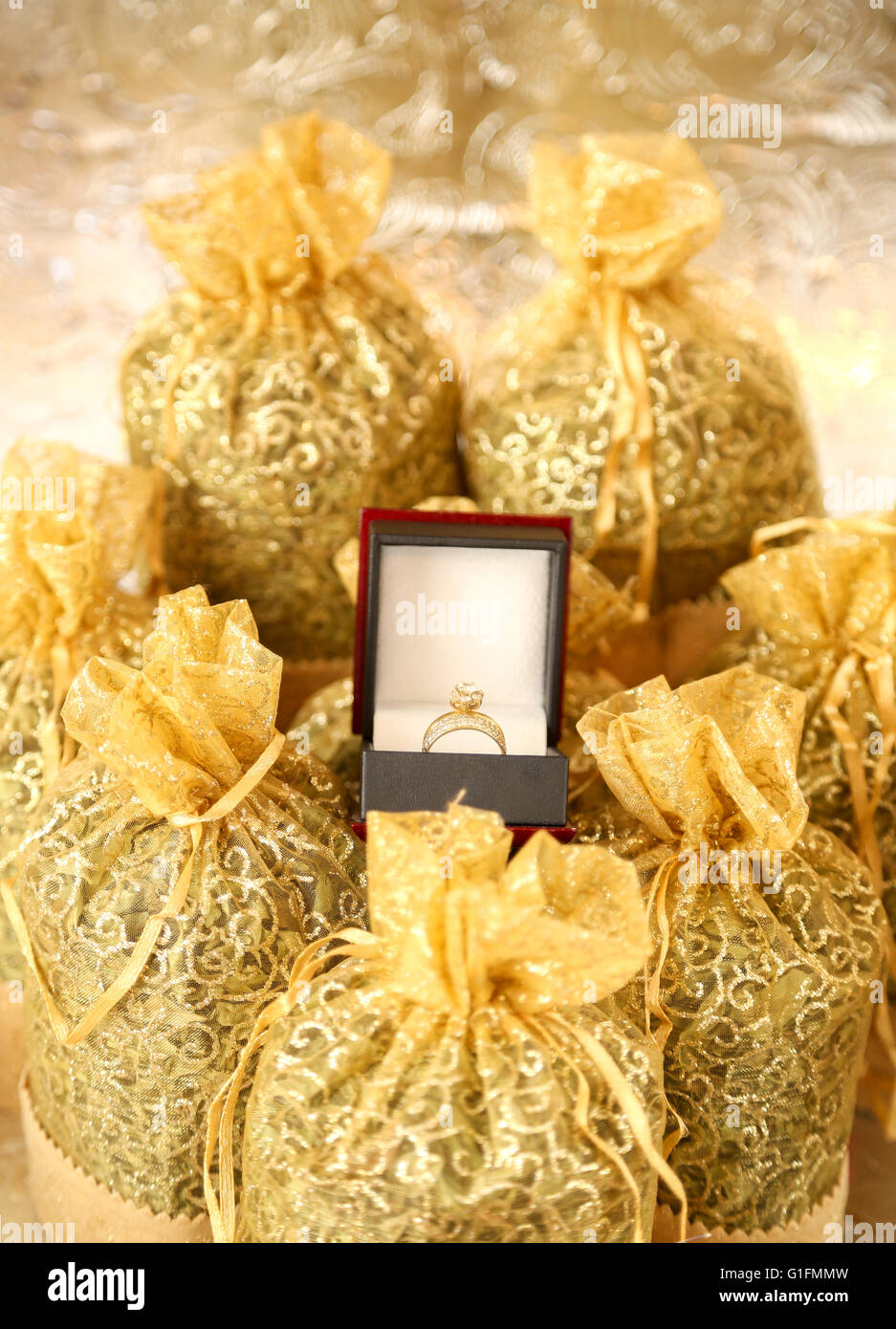 Wedding Rings in Morocco over Henna Pouch Stock Photo Alamy