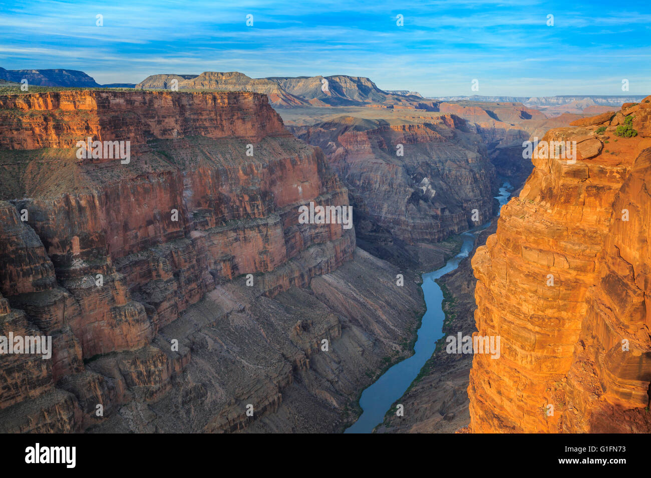 colorado river at lava falls rapids viewed from toroweap overlook in grand canyon national park, arizona Stock Photo