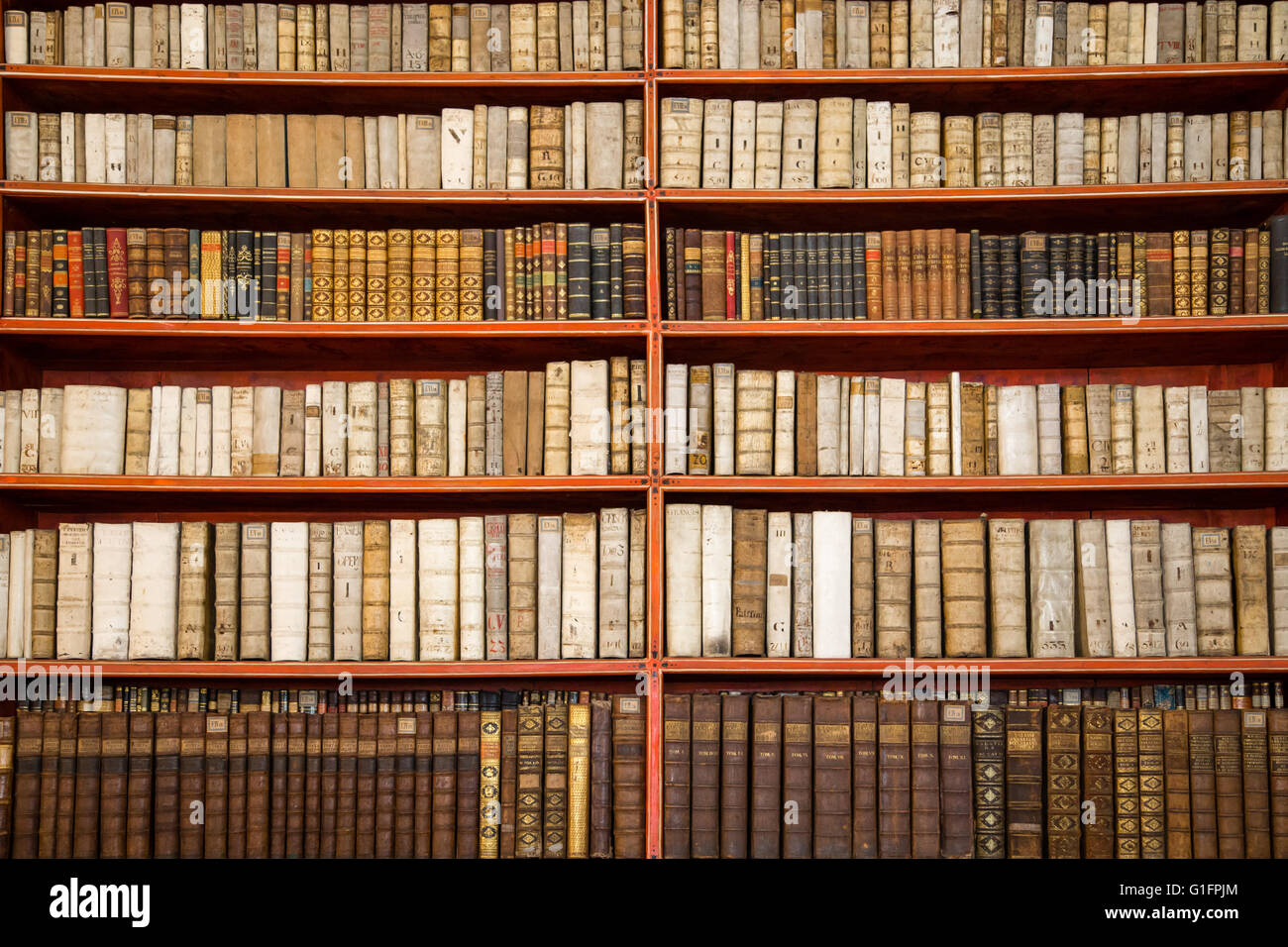 Ancient books in the Strahov Monastery Library, Prague, Czech Republic Stock Photo