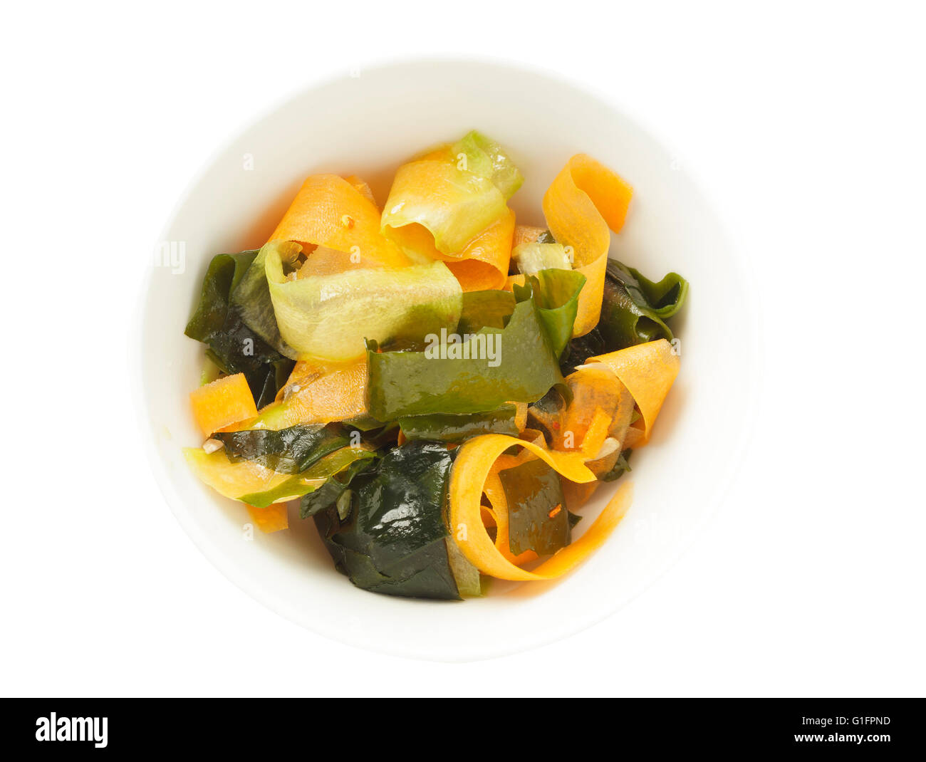 Wakame seaweed carrot and cucumber salad Stock Photo