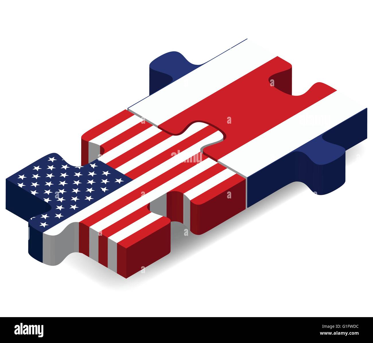 Vector Image USA and Costa Rica Flags in puzzle isolated on white