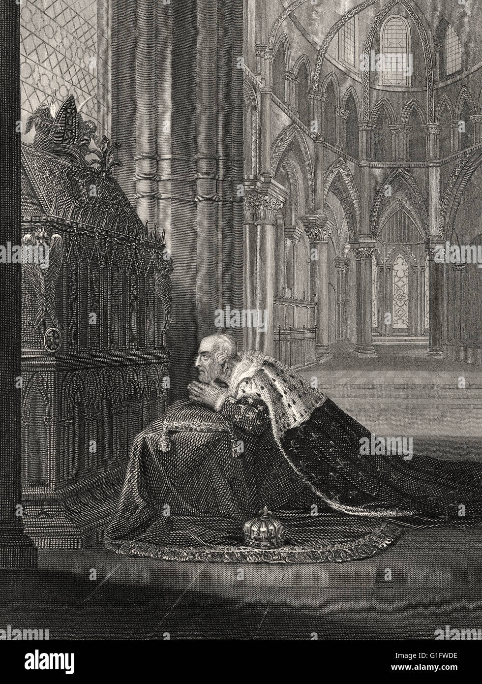 Louis VII, King of France, before the Tomb of Thomas Becket, archbishop of Canterbury, Canterbury Cathedral Stock Photo