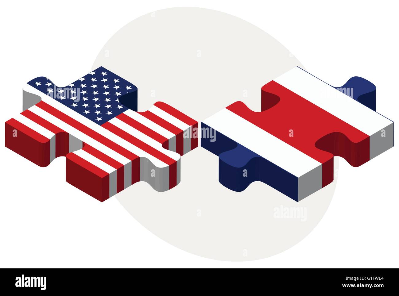 Vector Image USA and Costa Rica Flags in puzzle isolated on white