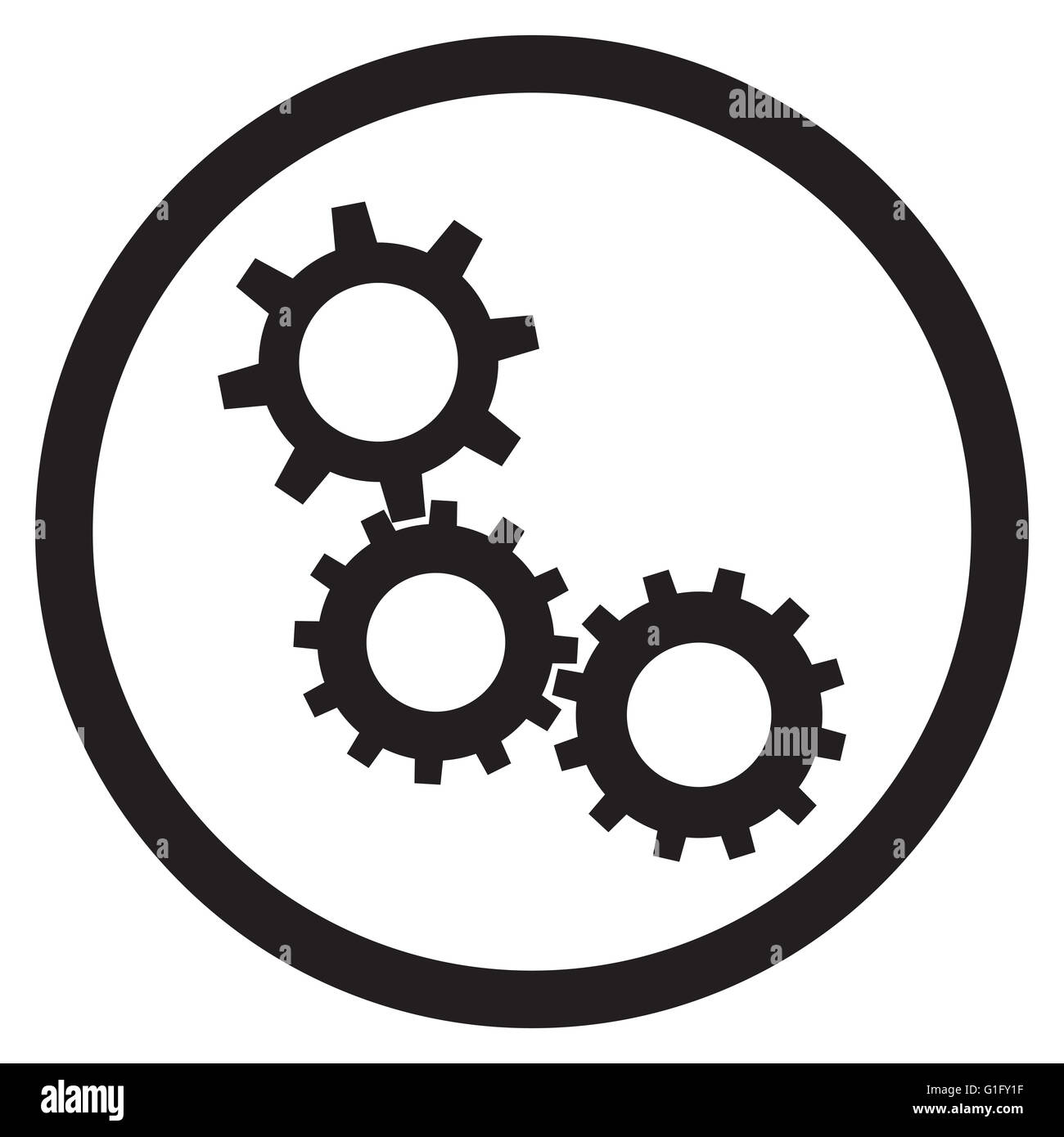 Cogwheel gear mechanism icon black white. Gears wheel cogs and cogwheel vector, cog wheels and cogwheel icon. Vector flat design Stock Photo