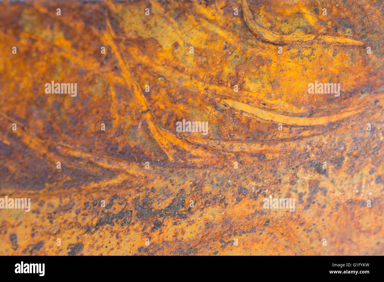 detail image of rust on a  metal wheelbarrow Stock Photo