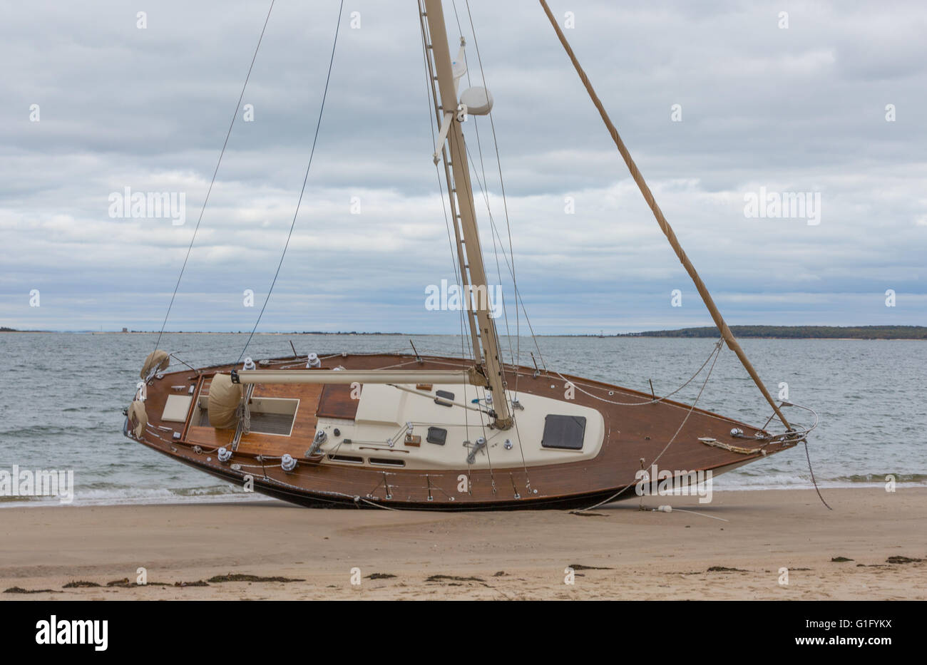 beached sailboat Stock Photo