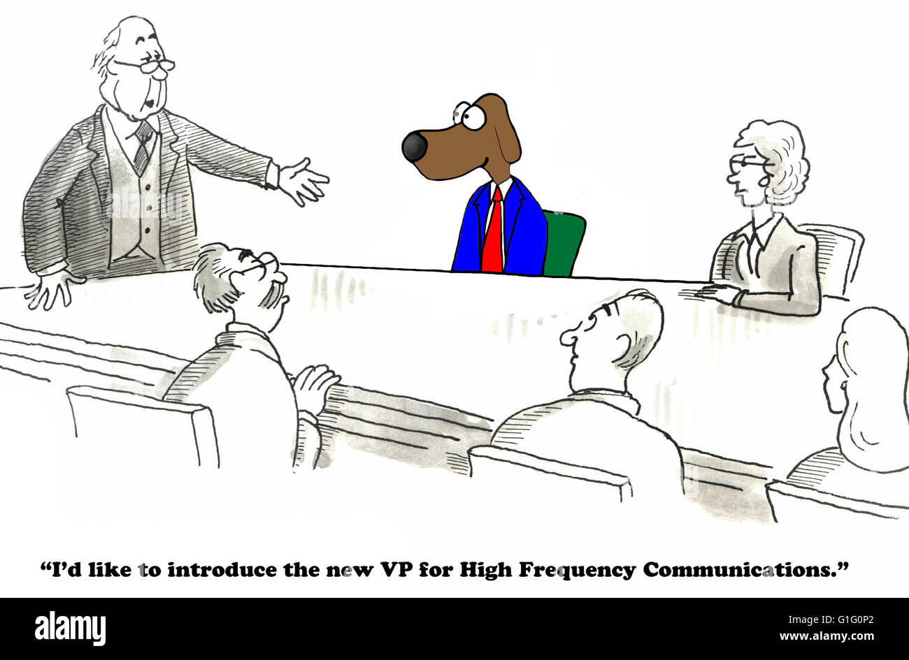 Business cartoon about communicating frequently with customers. Stock Photo