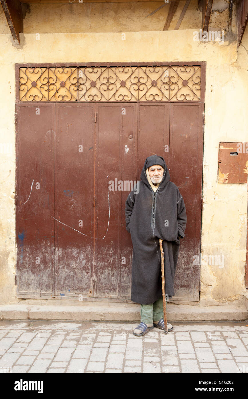 Man on the street, Fez medina, Fes, Morocco Stock Photo