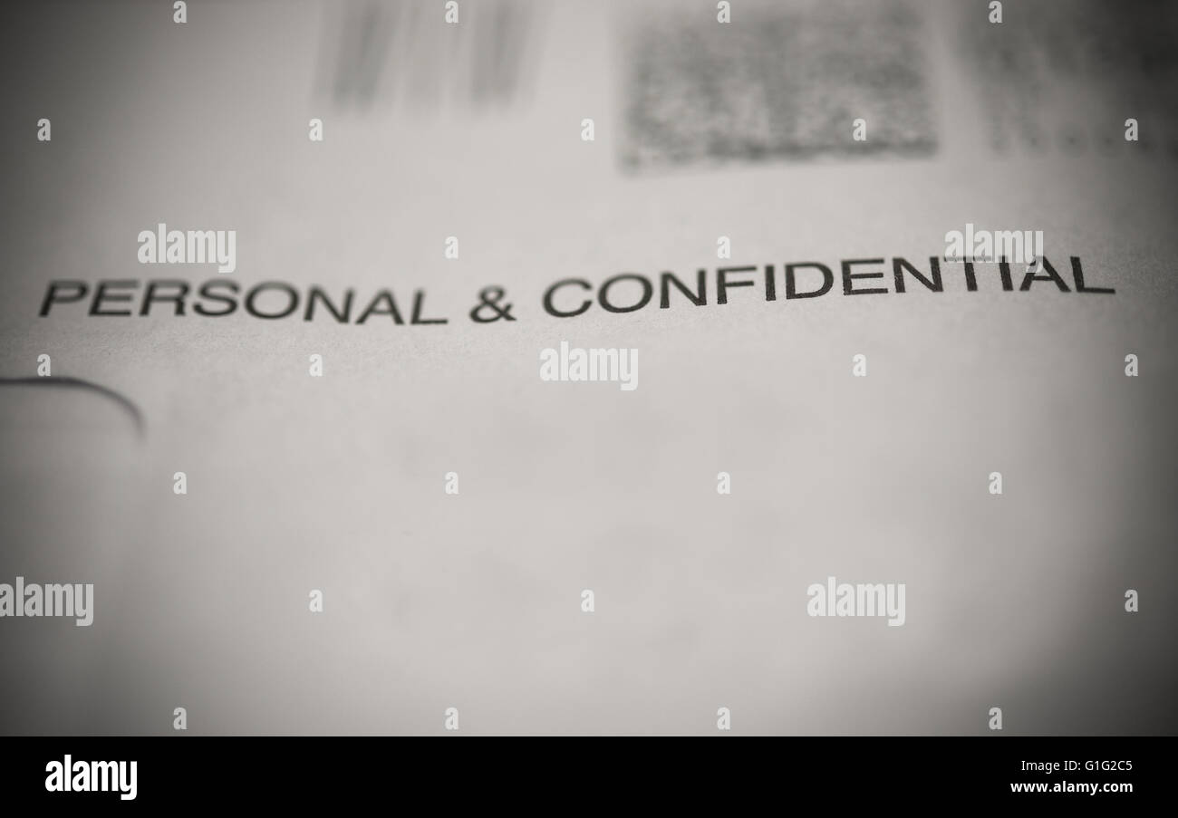 envelope marked with personal & confidential Stock Photo Alamy