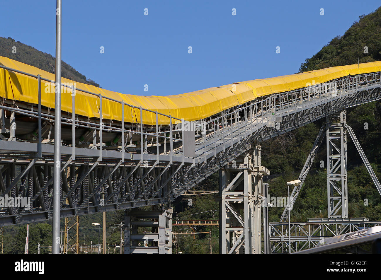 Conveyor belt detail on mining site Stock Photo Alamy