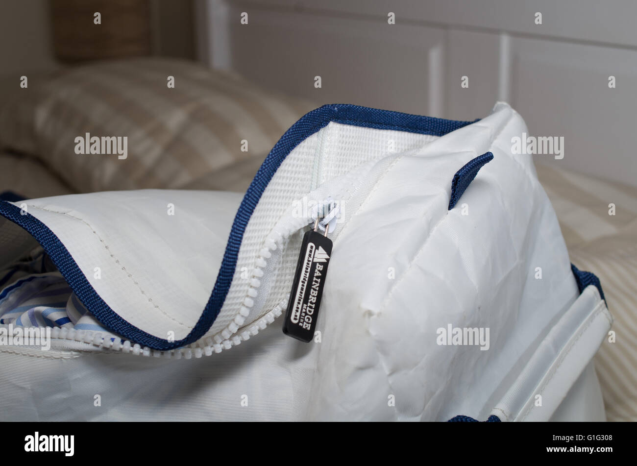 Zipped white bag Stock Photo
