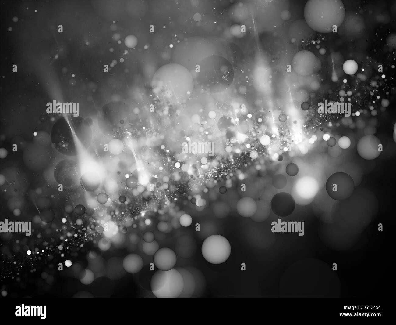 Bubble bokeh in space intensity map, black and white, computer ...
