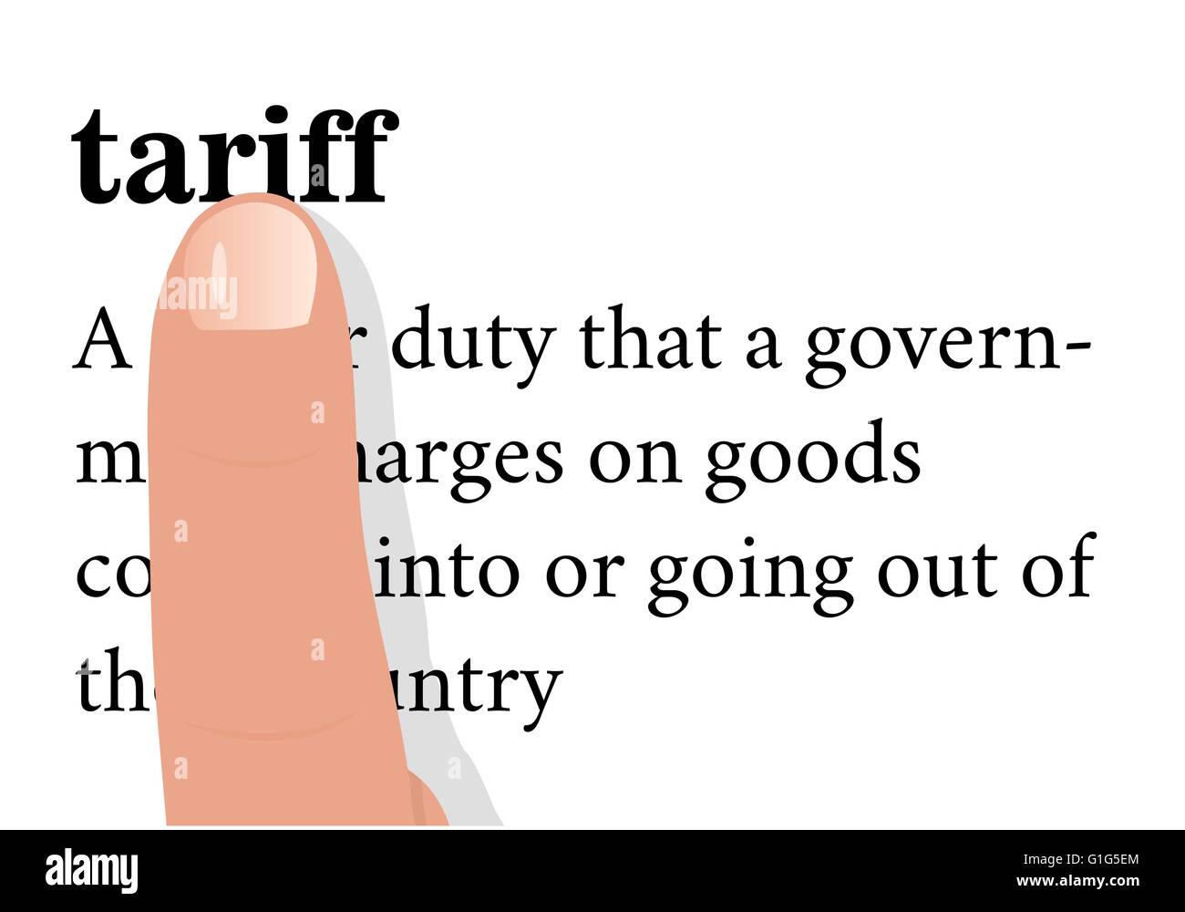 term of tariff with a forefinger on it. isolated on white background. Stock Vector